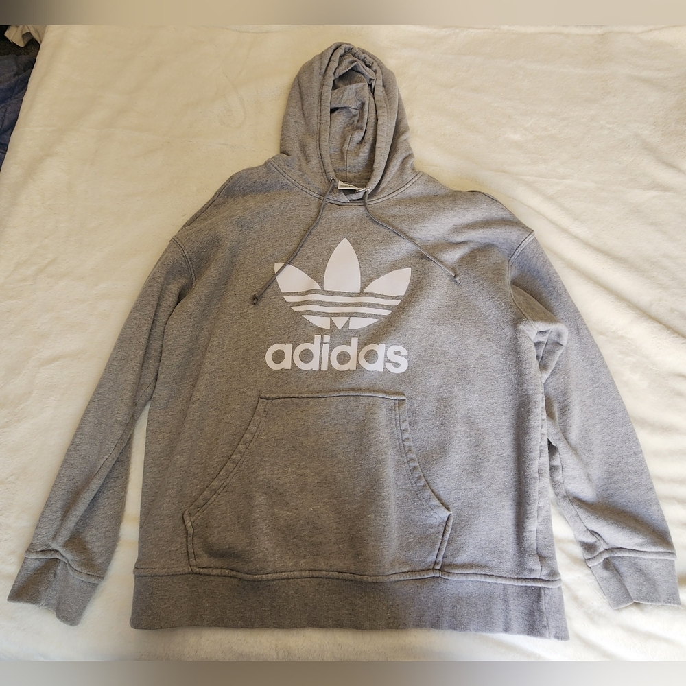 Adidas Classic Gray Hoodie with White Logo